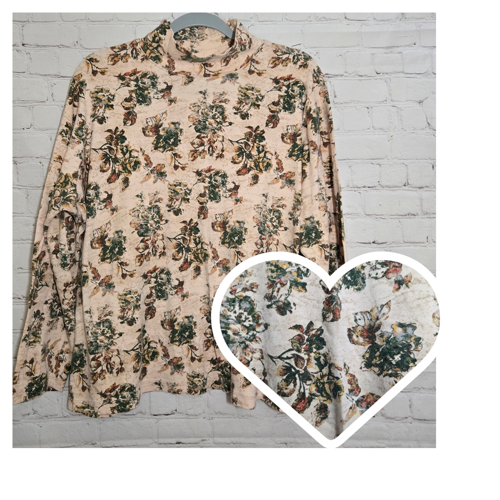 Laura Scott Floral Print Top - Cream and Green